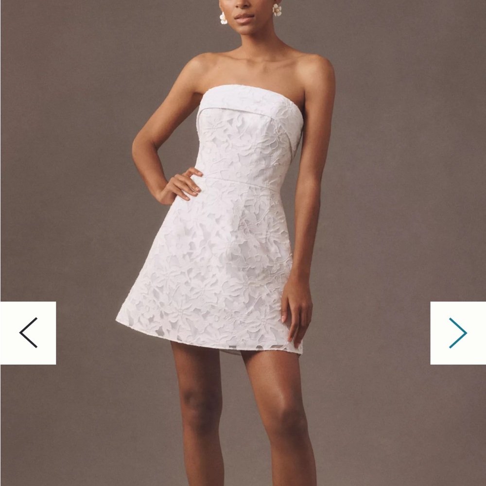 Strapless White Lace Mini Dress